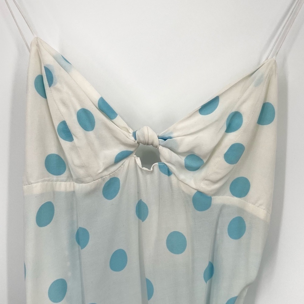 For Love & Lemons Caroline Mini Midi Light Blue Polka Dot Dress New With Tags - Picture 10 of 14